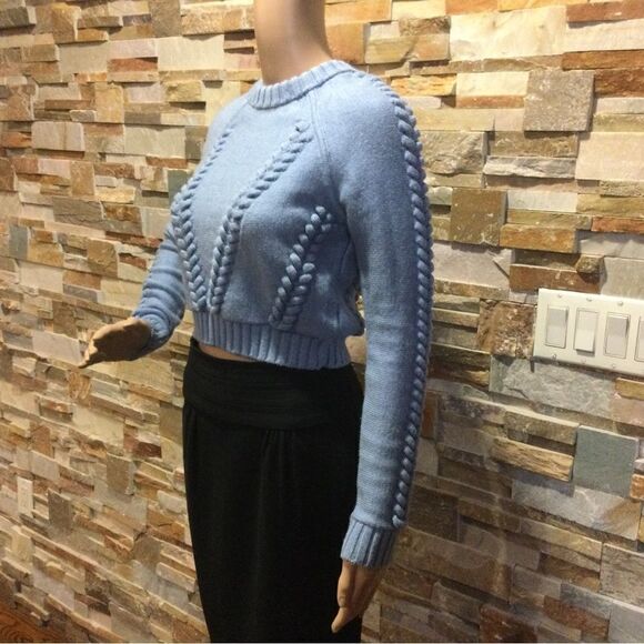 MILLY Cropped Braided Sweater - Picture 2 of 8